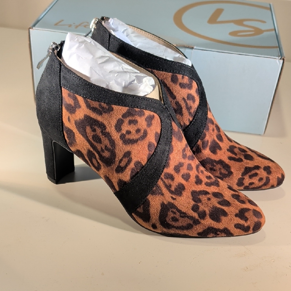 Life Stride Glamour Leopard Print Ankle Boots